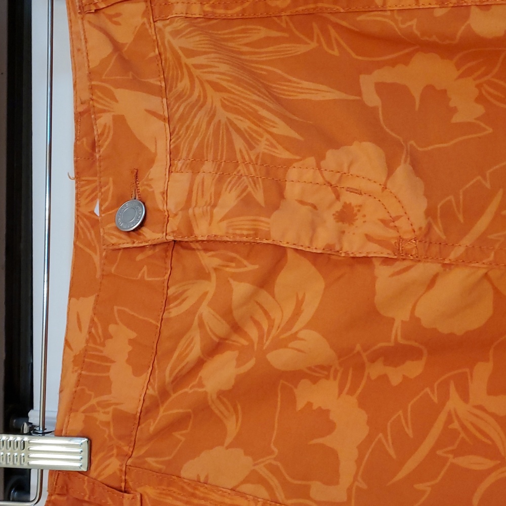 London Jeans Cargo Chinos Capris Pants Orange Floral, Size 14 - Picture 2 of 8